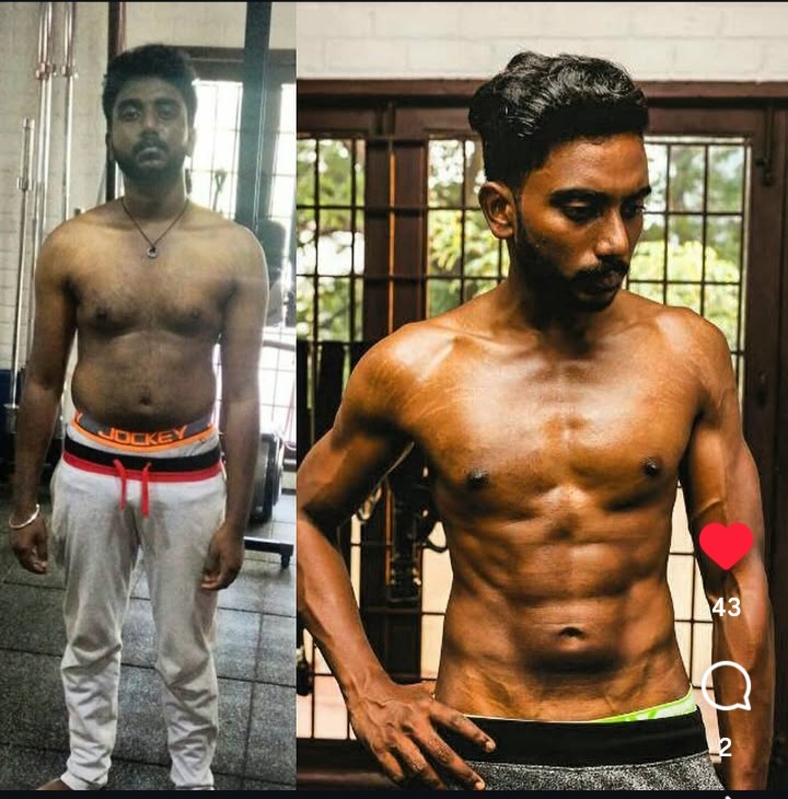 Client before and after fat loss recomposition